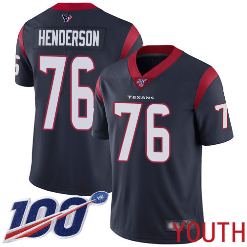 Houston Texans Limited Navy Blue Youth Seantrel Henderson Home Jersey NFL Football #76 100th Season Vapor Untouchable->youth nfl jersey->Youth Jersey